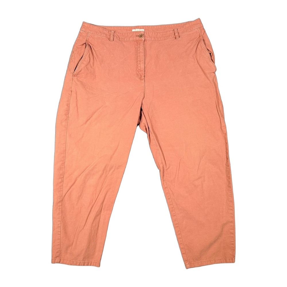 Eileen Fisher Womens 16 Straight Leg Cropped Pants Orange Cotton Blend